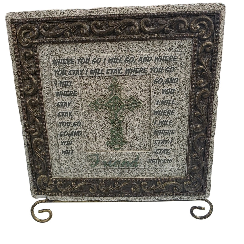 Faith at Home Ruth 1:16 Friend Scripture Plaque‎ with Cross and Metal Stand